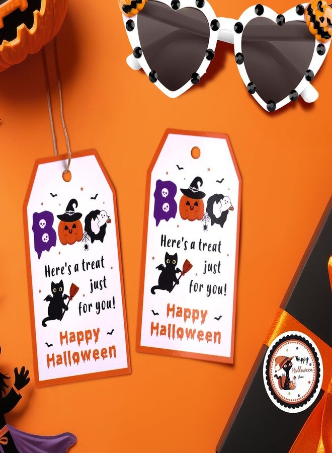 Etercycle Halloween Tags, 50pcs Happy Halloween Tag with String, Cute Boo Label Halloween Decorative Hang Wrap Tags for Candy Bag, Goodie Gift Bags, Trick Or Treat Party Favor Decoration Supplies - Image 3